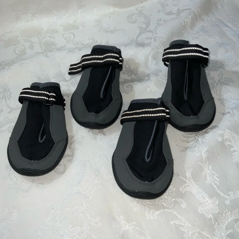 Top Paw Black Reflective Adjustable Booties Non-Skid Rubber Soles NWOT XL